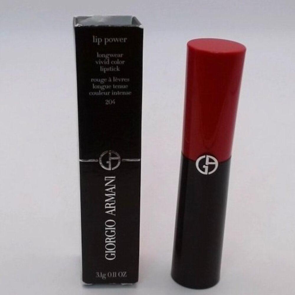 ARMANI beauty Lip Power Long-Lasting Satin Lipstick in 204 Brown‎ Neutral , BNIB